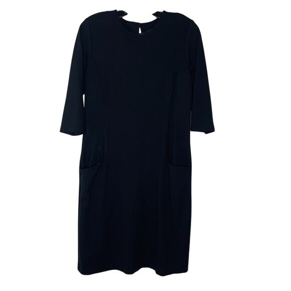 J McLaughlin Black Sheath Dress M Stretch Knit Minimalist Career Classic - Picture 1 of 7